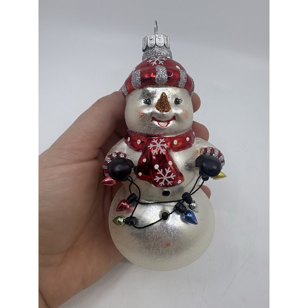 Vtg Christopher Radko Snowman With Lights Christmas Ornament